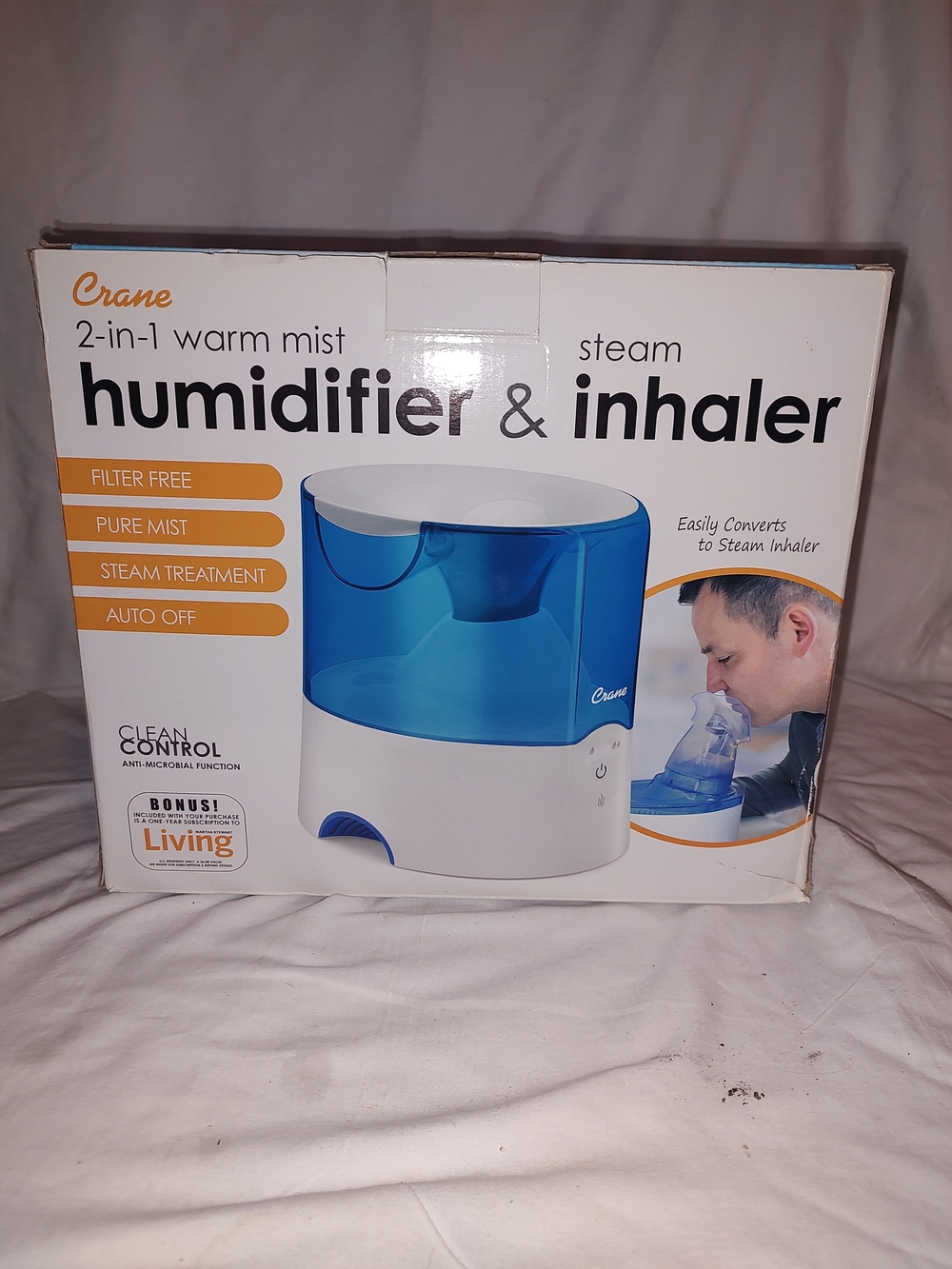 Crane 2-in-1 Warm Mist Humidifier & Steam Inhaler - Blue
